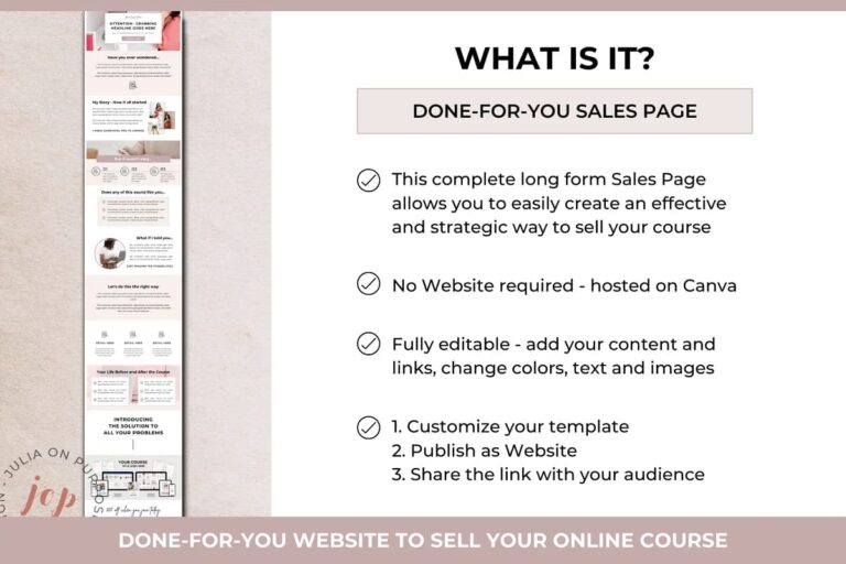 Course Sales Page Canva Template – MasterBundles