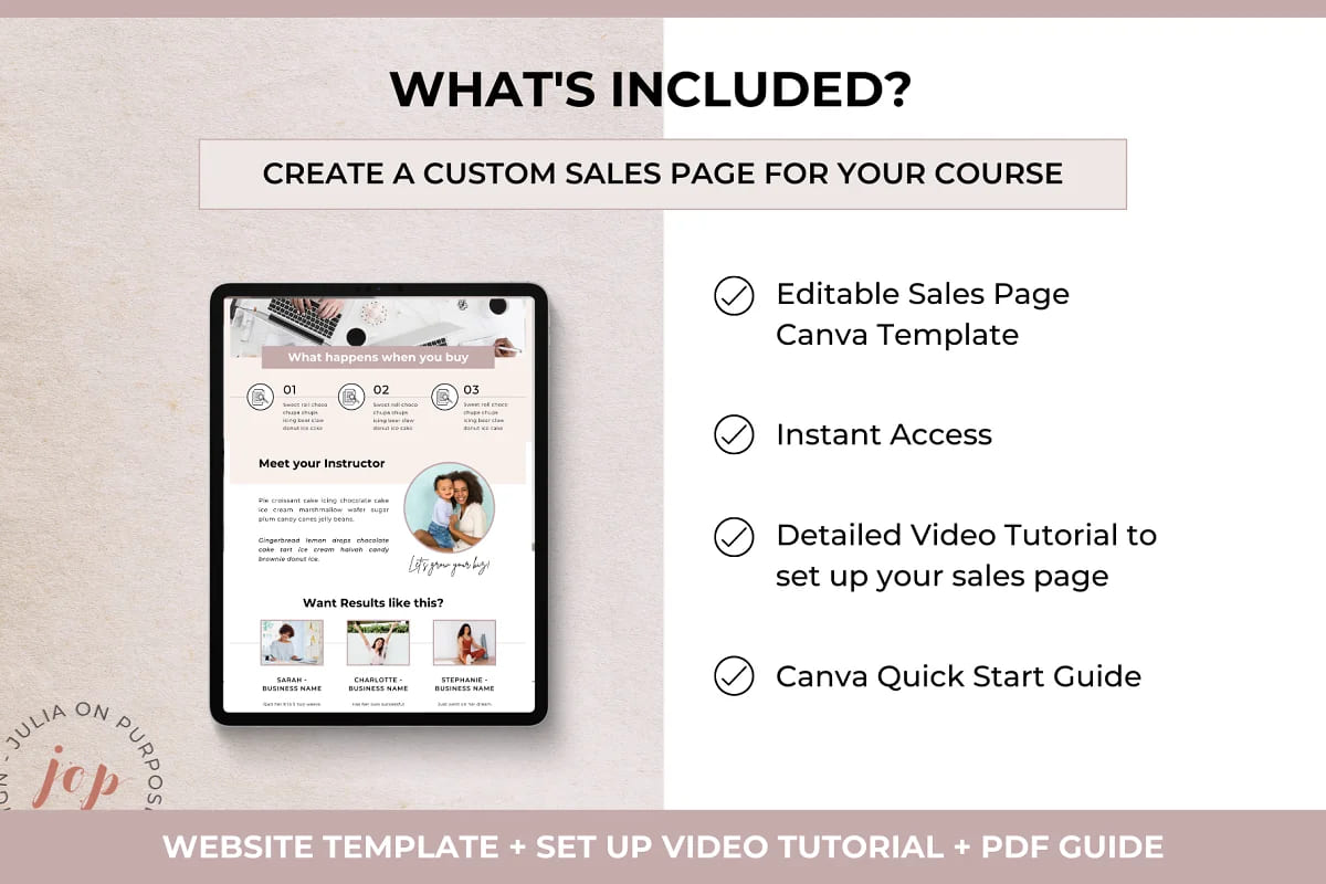 course sales page canva template, no website required.