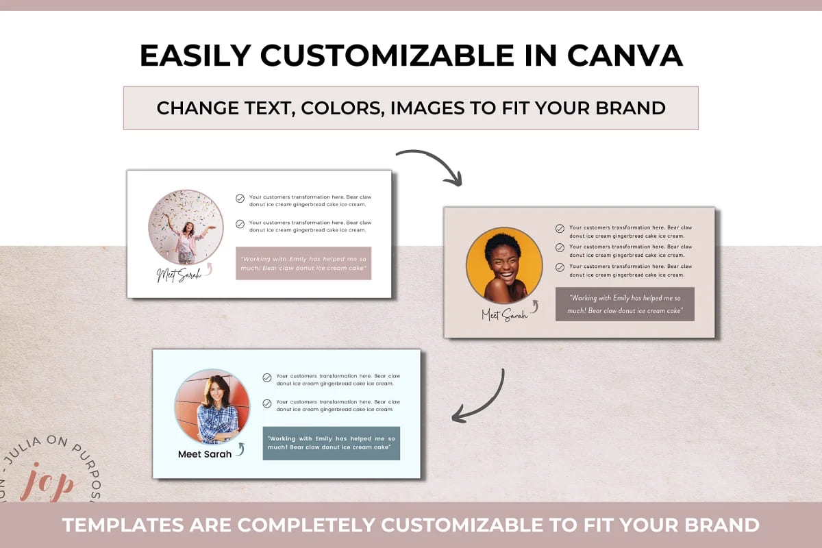 course sales page canva template, easily customizable.
