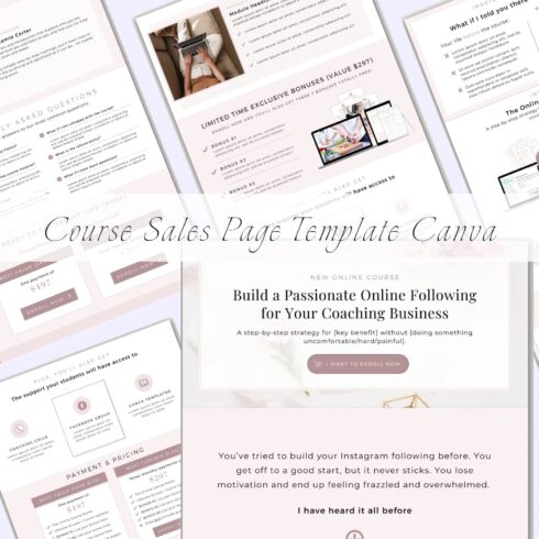 Course Sales Page Template Canva cover image.