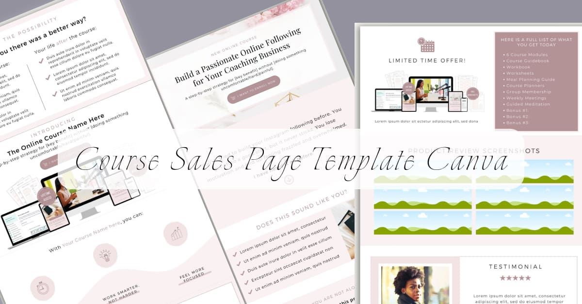 course sales page template canva for coaching business.