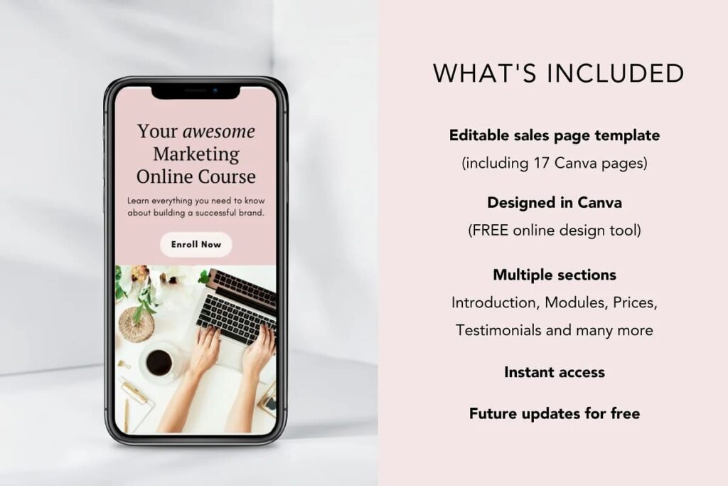 Canva Course Sales Page Template – Masterbundles