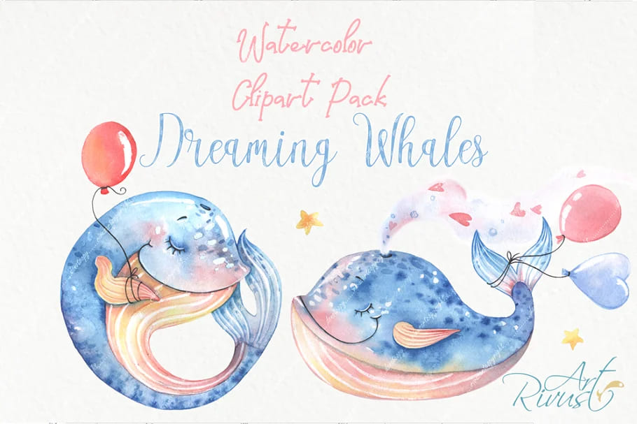 cute baby whales illustrations.
