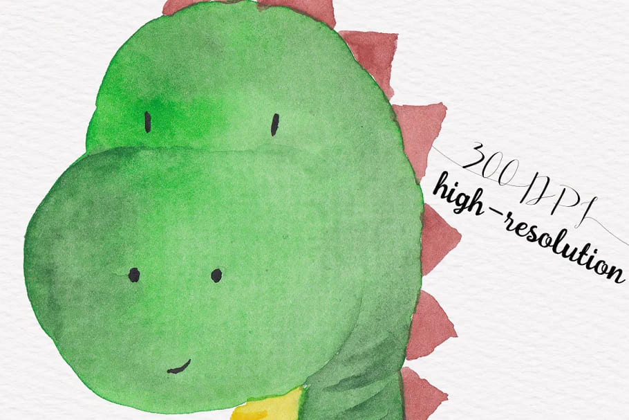 cute dinosaur watercolour illustrations.