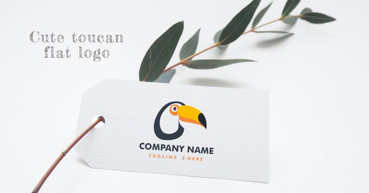 cute toucan flat logo design template.
