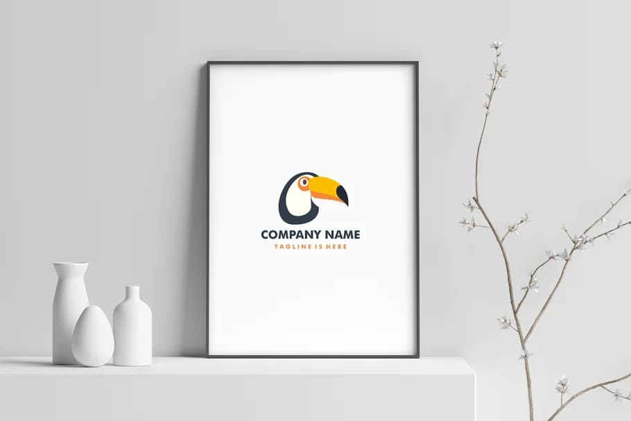 cute toucan flat logo.