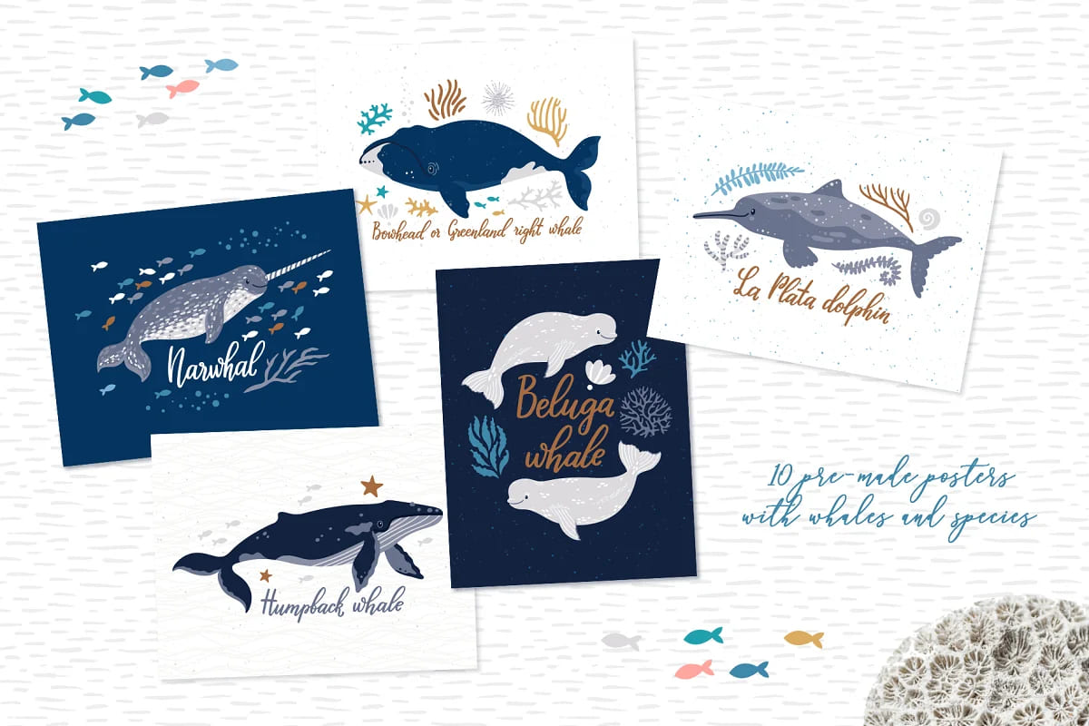 cute whales graphics.