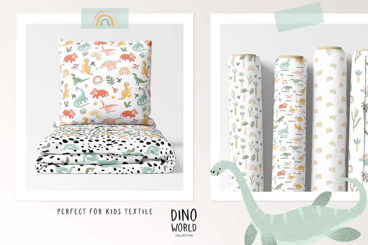 dino world perfect for kids textile.