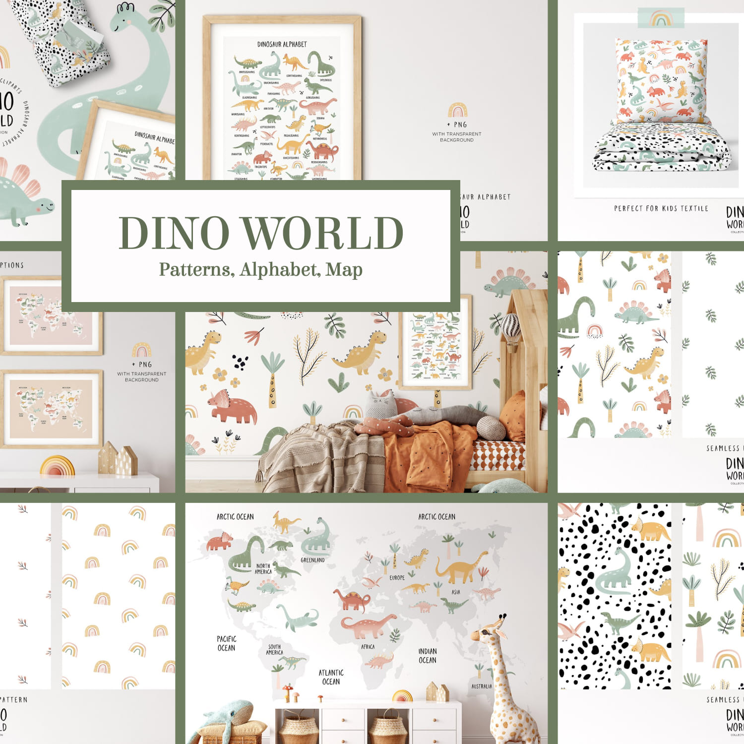 Dino World. Patterns, Alphabet, Map cover image.