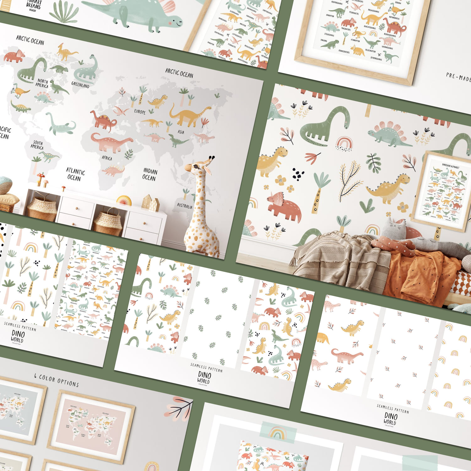 Dino World. Patterns, Alphabet, Map preview image.
