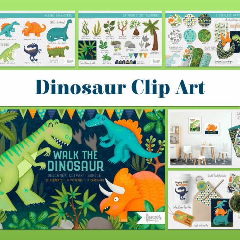 Dinosaur Clip Art Designer Bundle cover image.