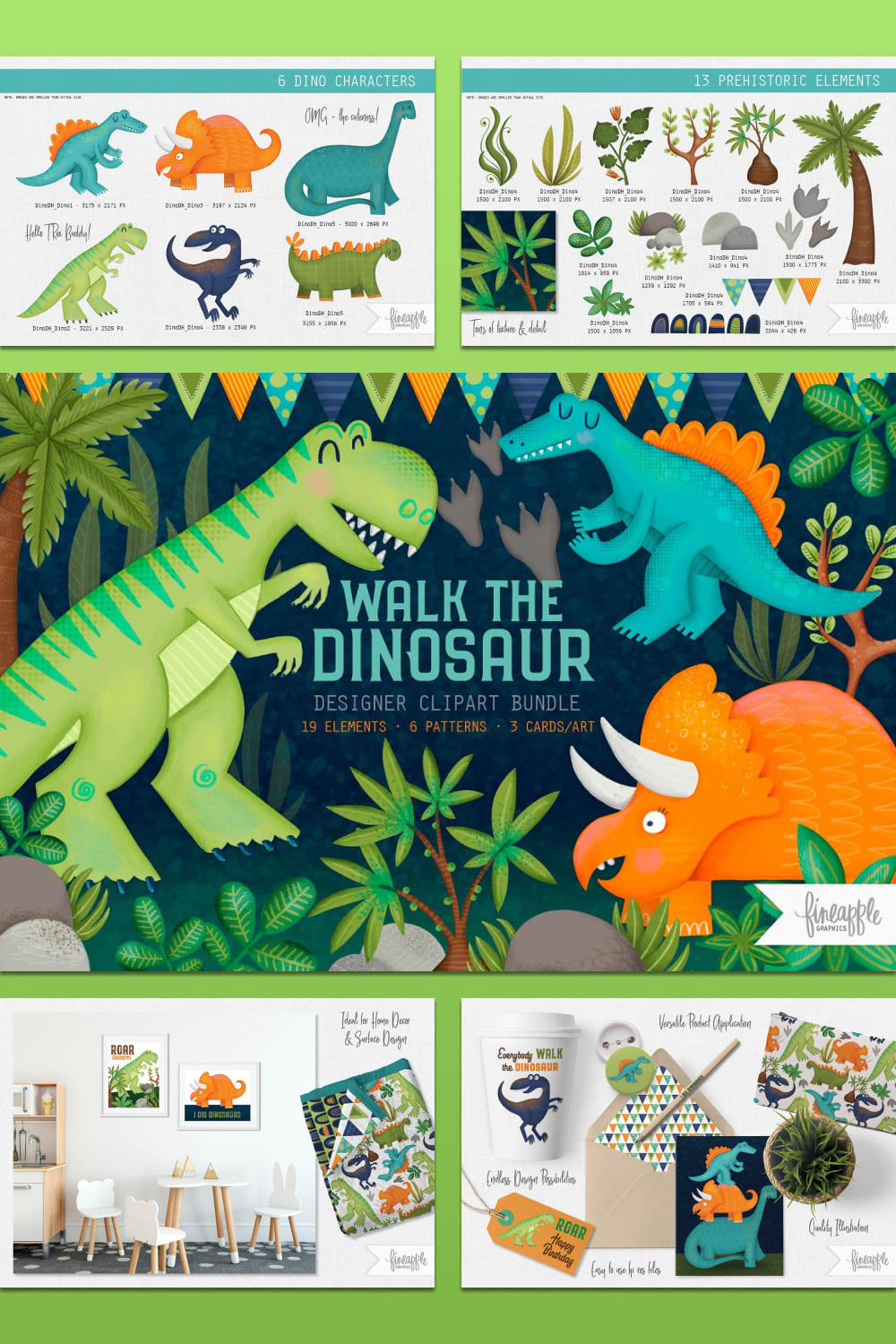 dinosaur illustrations collection.