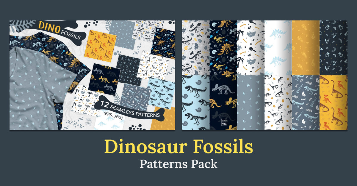 dinosaur fossils patterns pack kit.