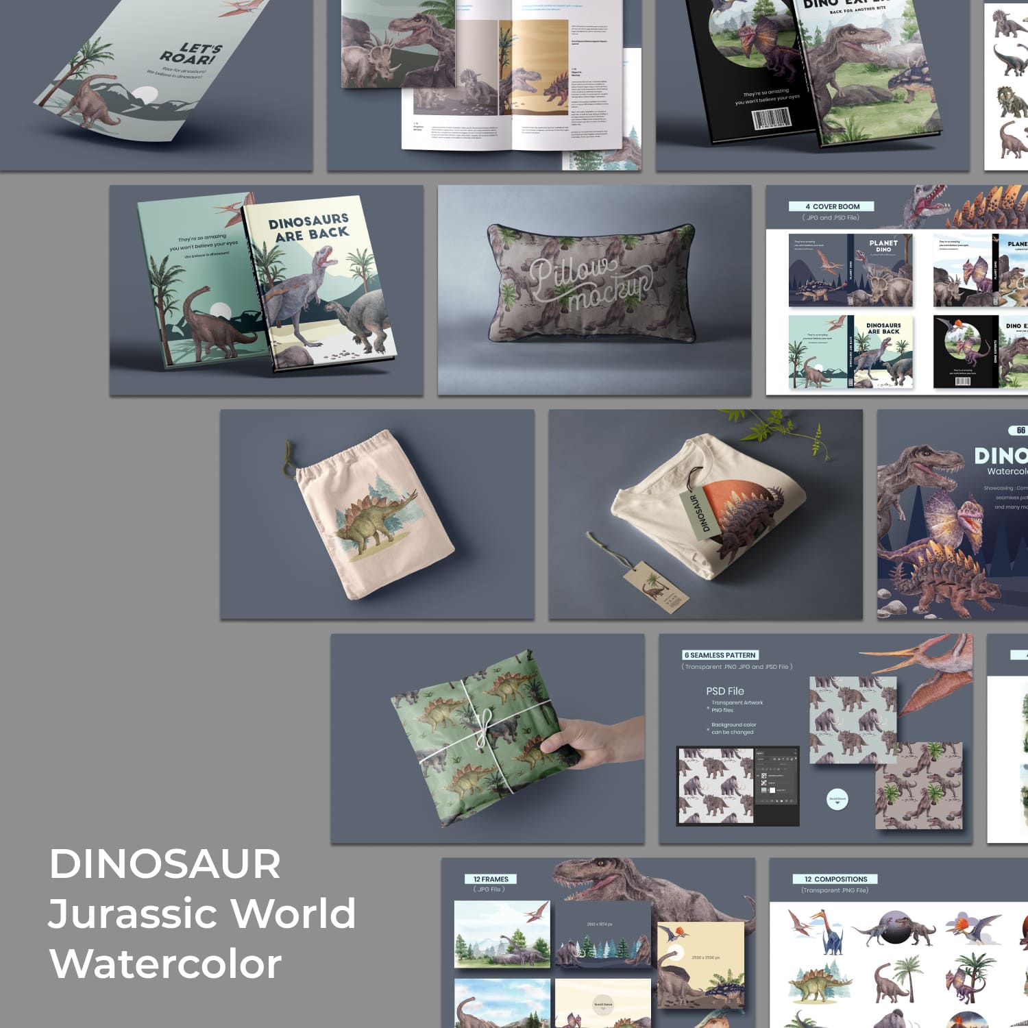 Dinosaur Jurassic World Watercolor Set cover image.