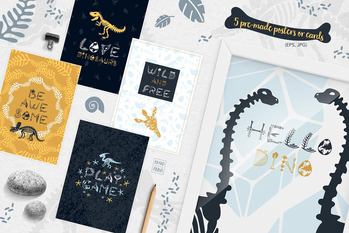 dinosaur skeletons perfect for cards.
