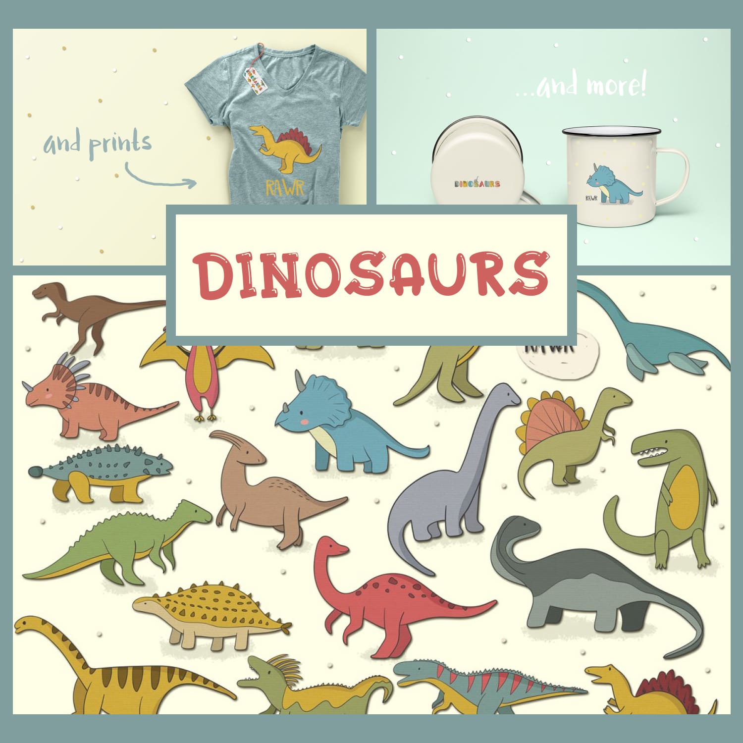 Dinosaurs Cute Illustrations Collection cover image.