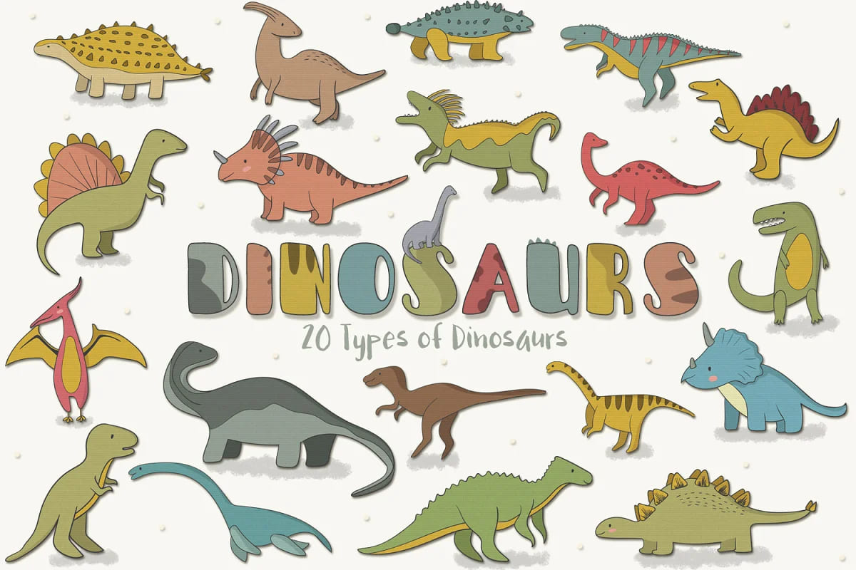 dinosaurs illustrations collection.