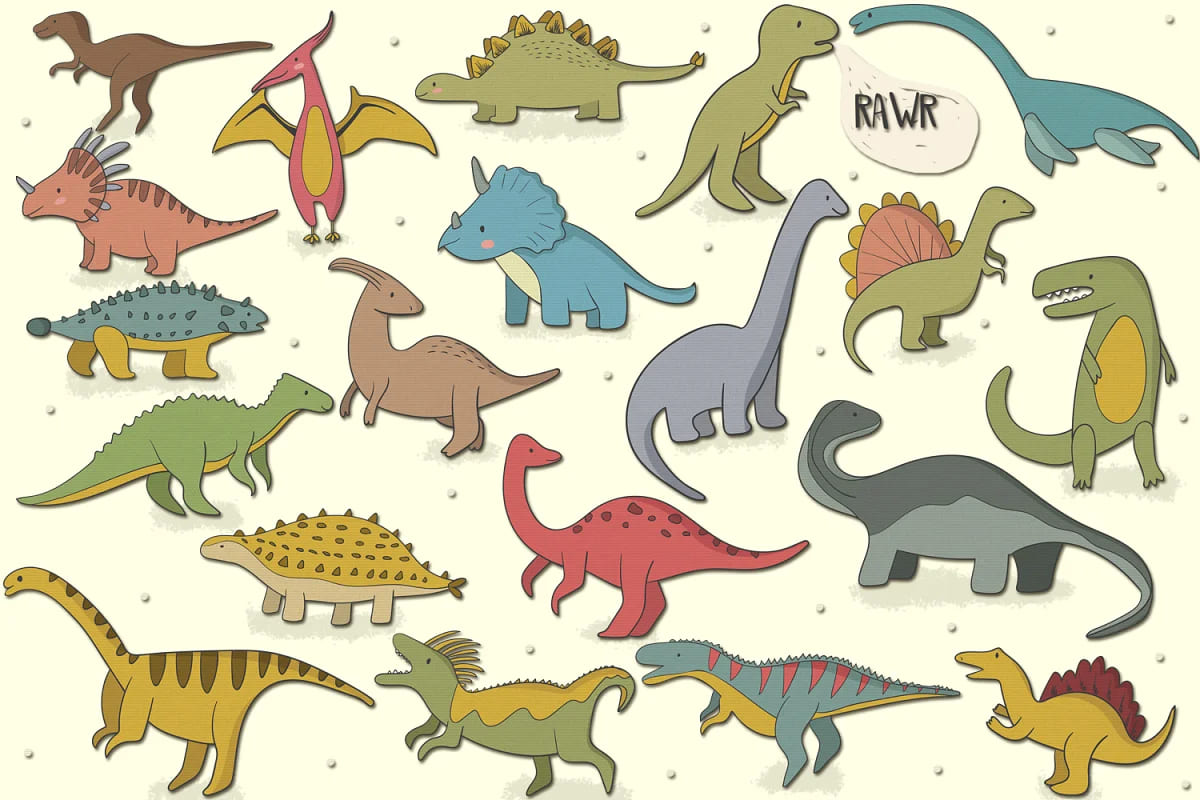 dinosaurs illustrations set.