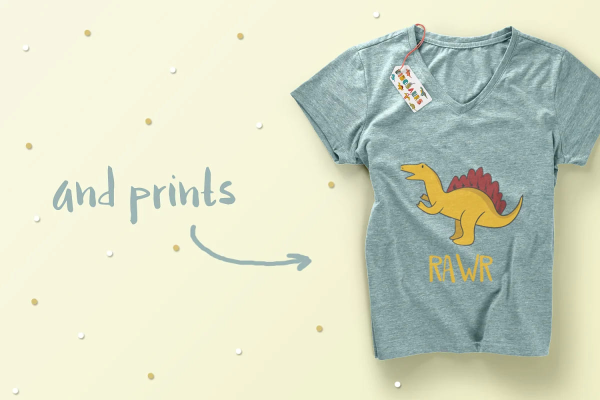dinosaurs t-shirt mockup.