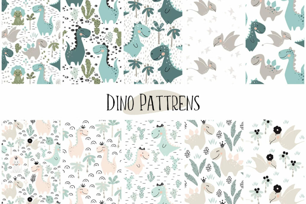 Dinosaurs Illustrations Print Set – MasterBundles