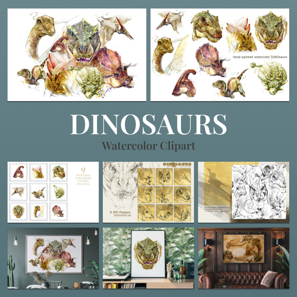 Dinosaurs Watercolor Clipart Big Bundle – MasterBundles