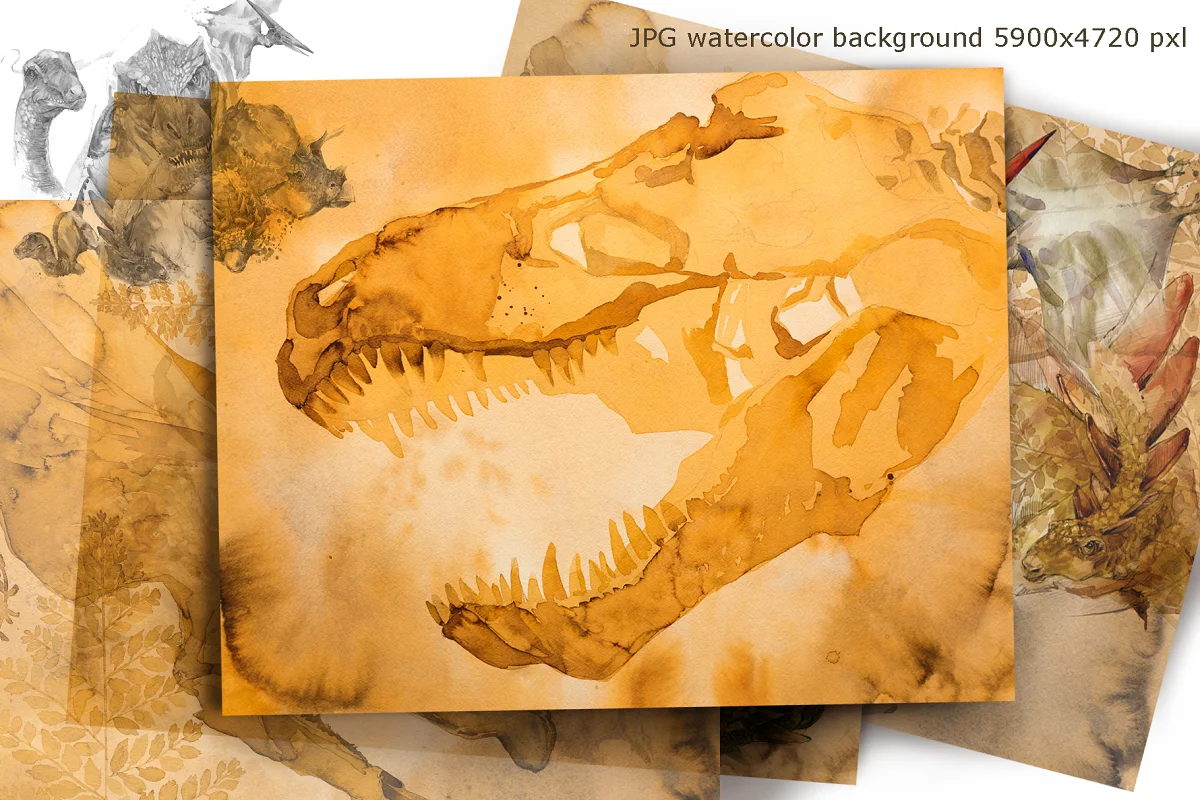 dinosaurs watercolor background.