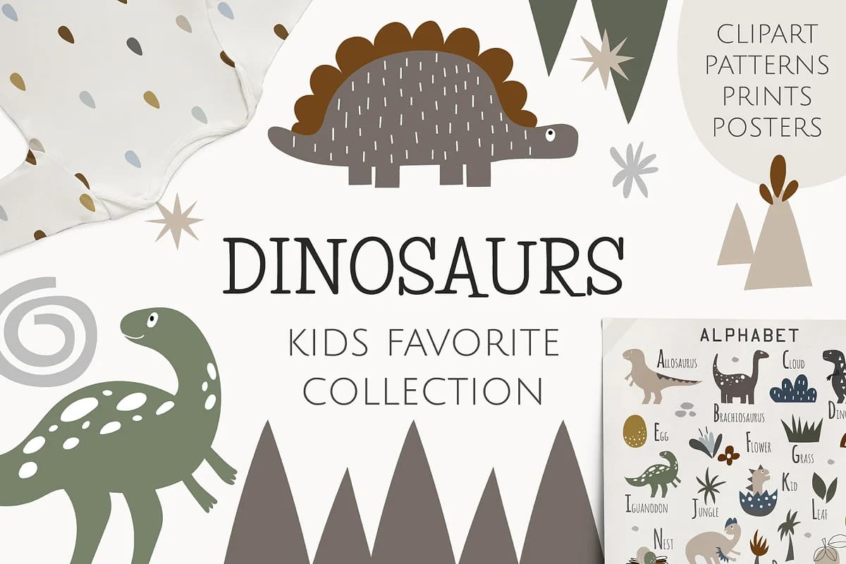 dinosaurs cliparts. collection for kids.