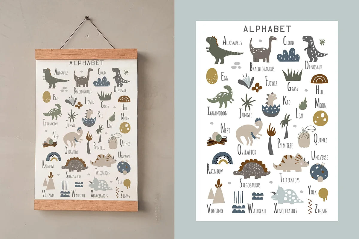 dinosaurs alphabet. collection for kids.