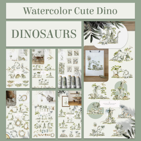 Dinosaurs. Watercolor Cute Dino Collection cover image.