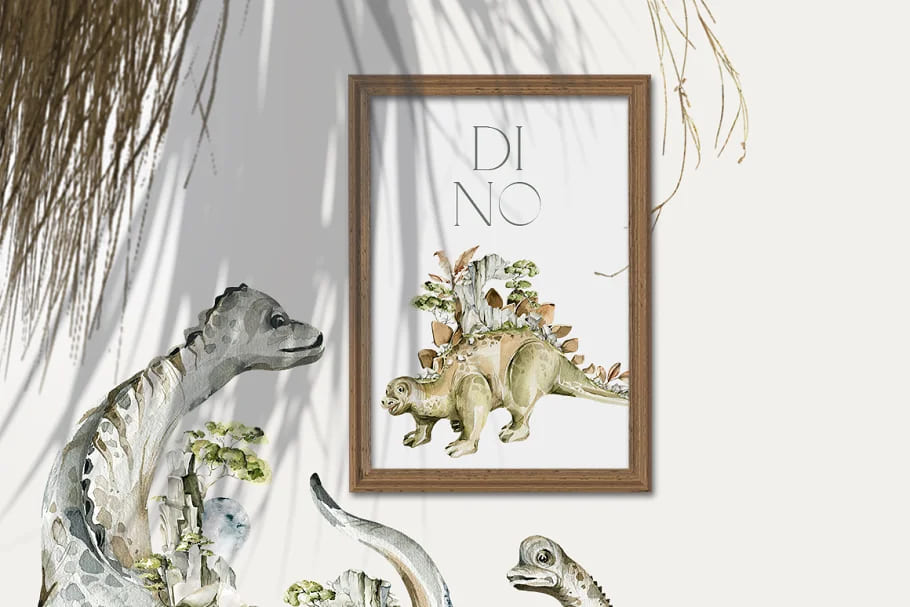 dinosaurs. watercolor cute dino graphics collection.