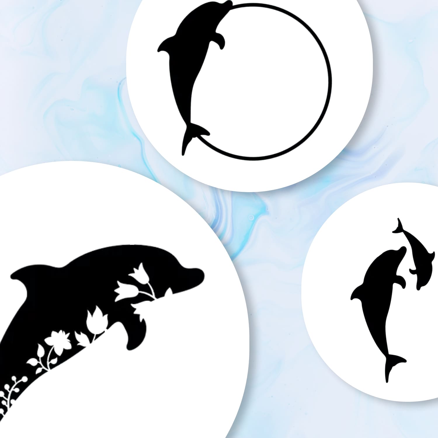 dolphin svg silhouettes cliparts.