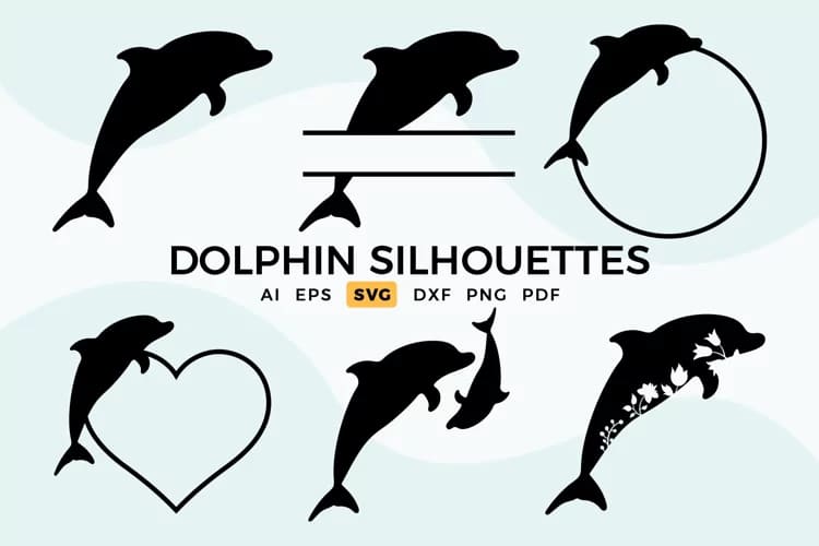 Dolphin SVG Silhouettes - Dolphin Clipart facebook image.