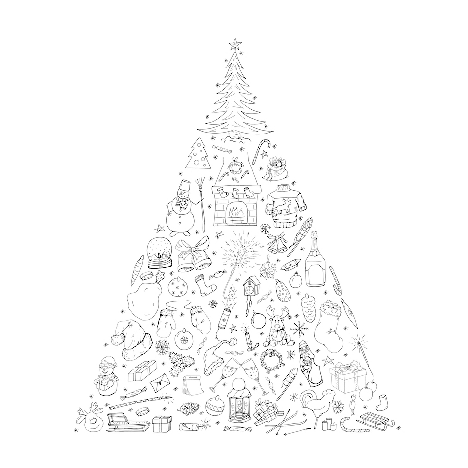 doodle merry christmas set 1