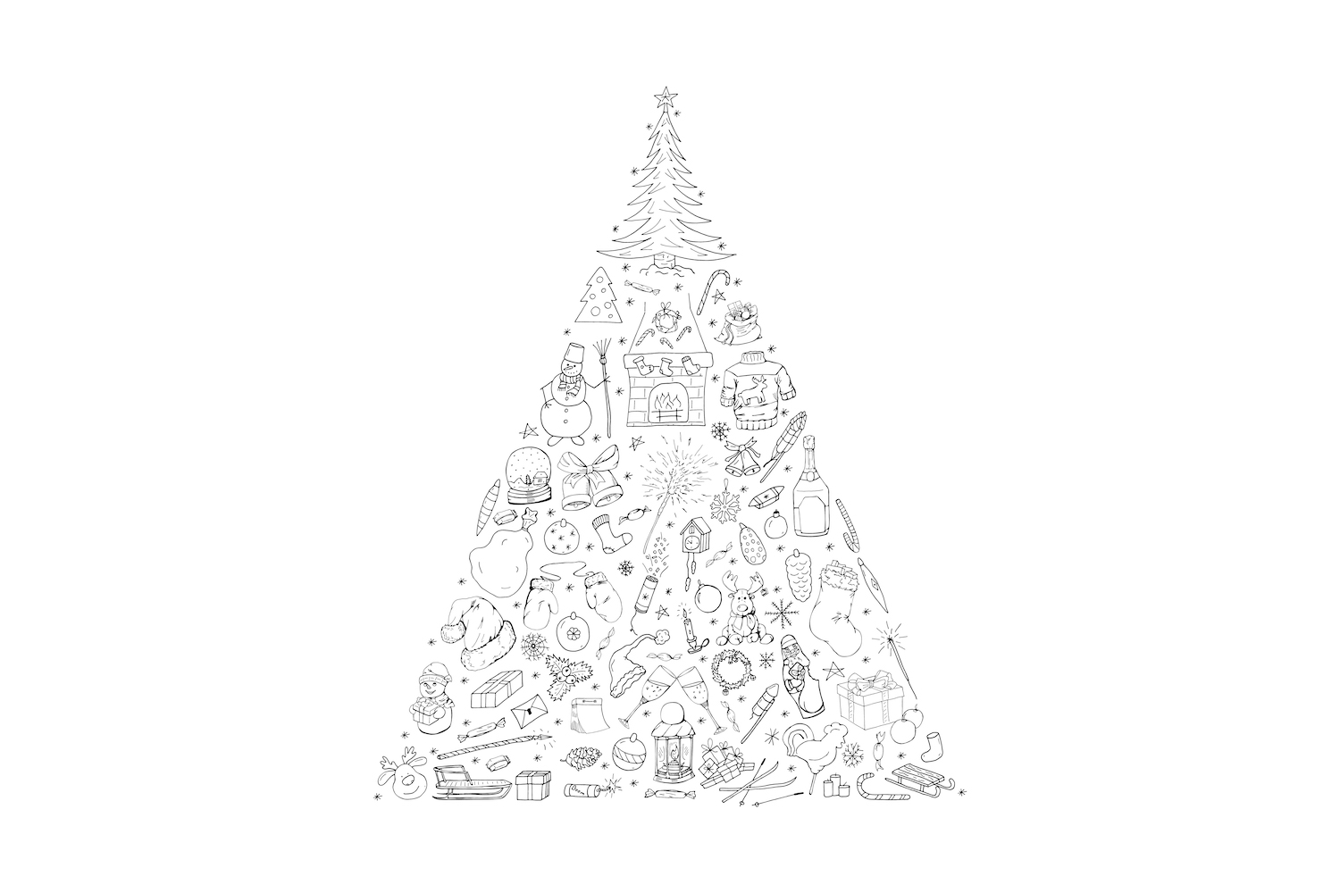 doodle merry christmas set