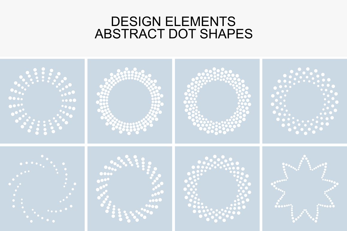 Design Elements Abstract Dot Shapes, Eight Circles are Created from Many Dots.