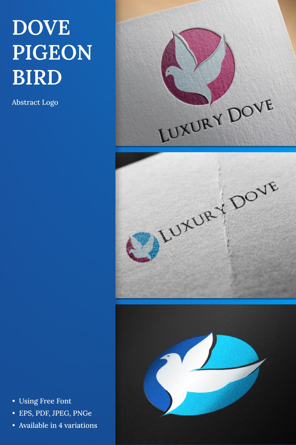 dove pigeon bird abstract logo template.