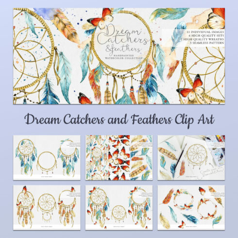 DreamCatchers and Feathers Clip Art cover image.