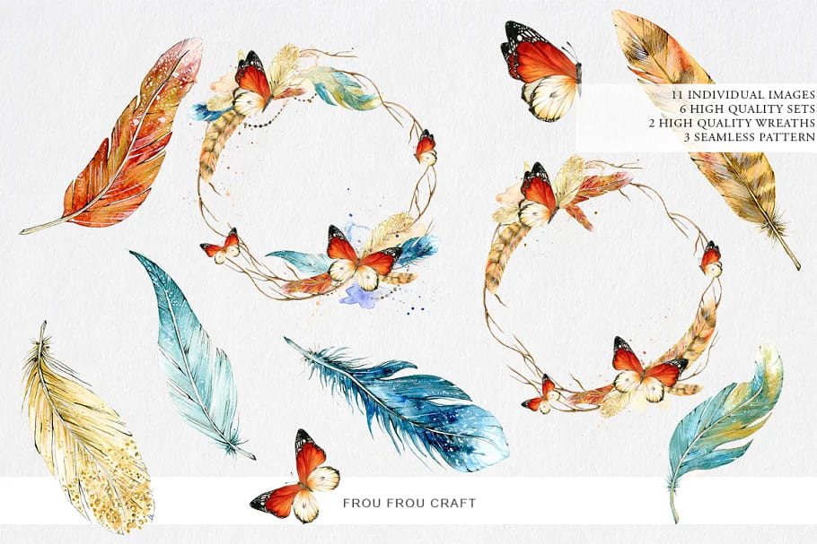 dreamcatchers and feathers illustrations collection.