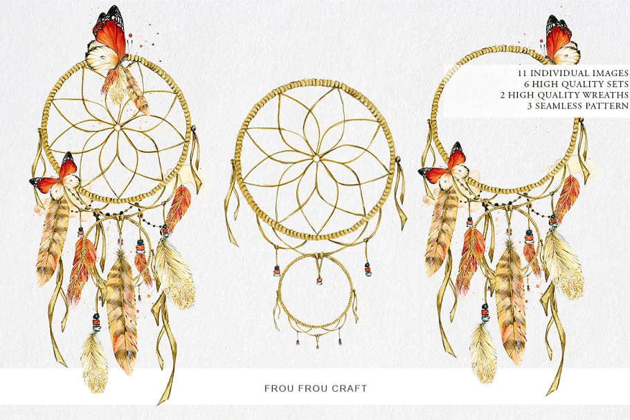 dreamcatchers and feathers graphics collaction.