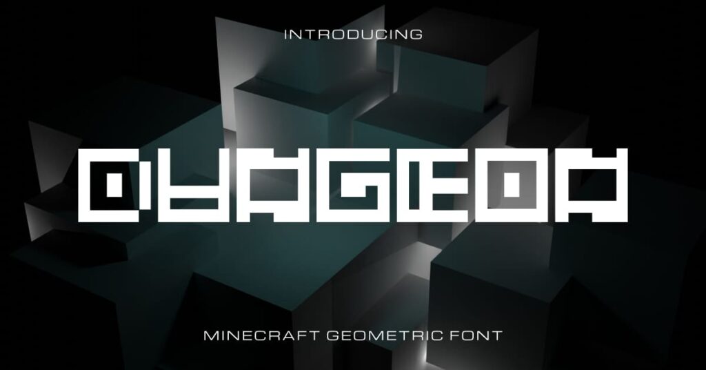 Dungeon minecraft geometric font Facebook collage image by MasterBundles.