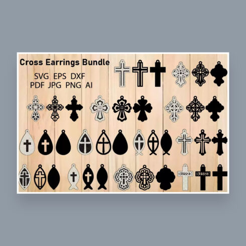 Cross Earrings SVG Bundle, Cross Template For Laser Cut cover.