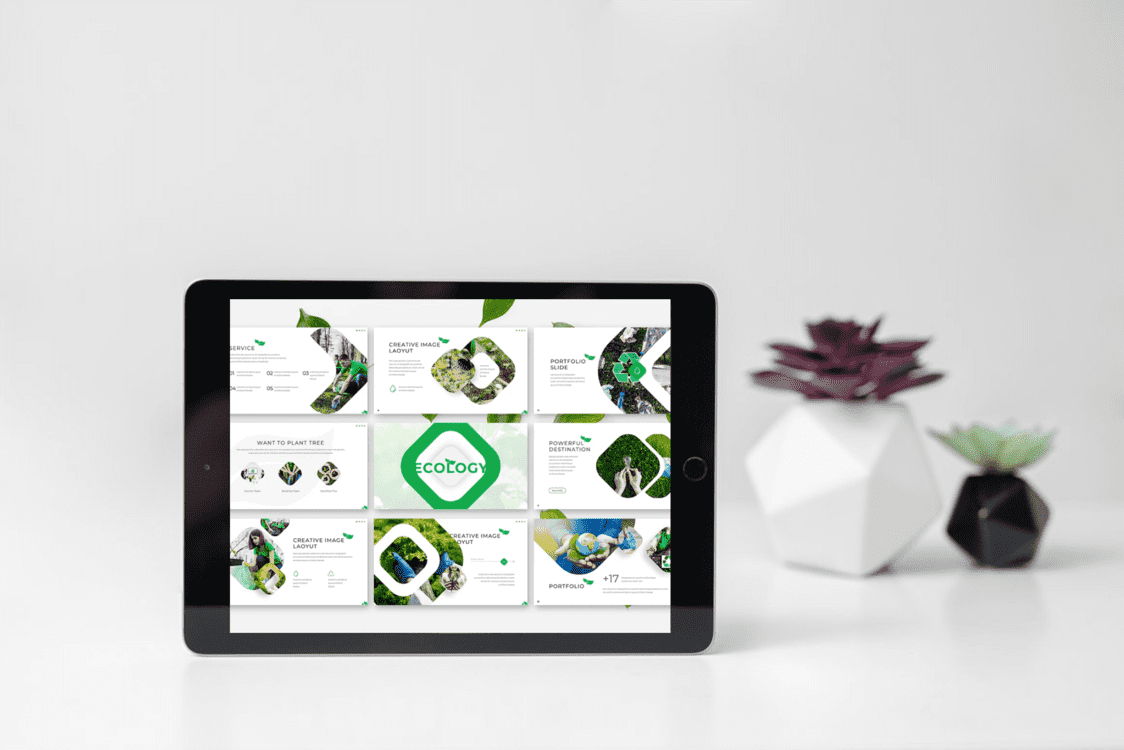 Ecology - Powerpoint Template On The Tablet.