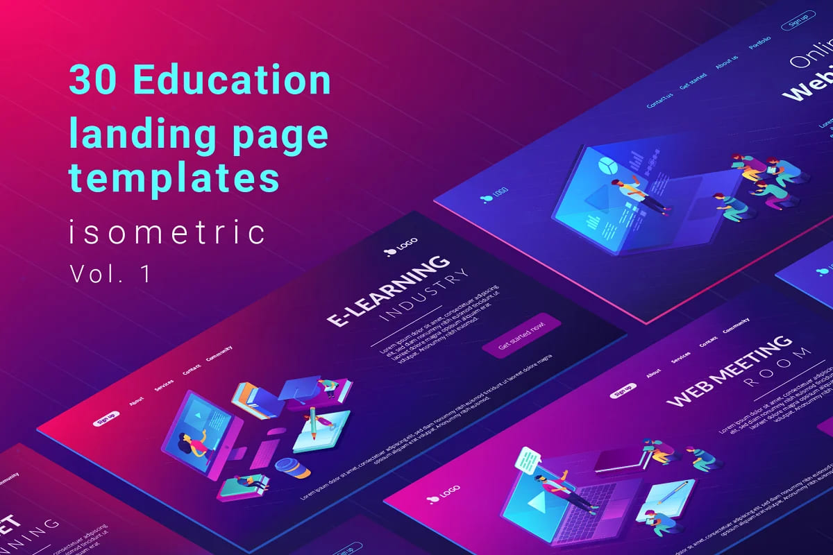 Education Isometric Landing Pages facebook image.