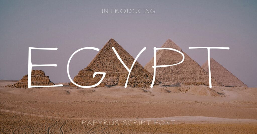 Egypt papyrus script font Facebook MasterBundles collage image.