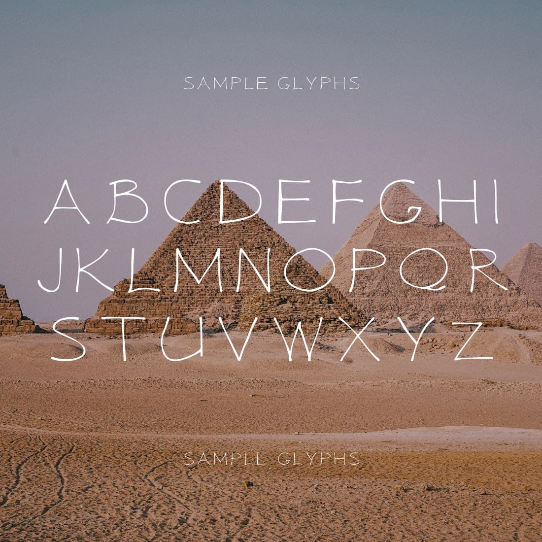 Egypt papyrus script font sample glyphs.