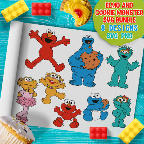 Elmo and Cookie Monster 8 different designs.
