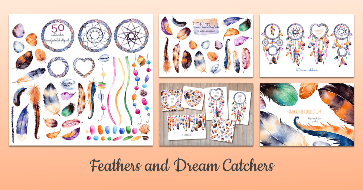 feathers and dream catchers collection.