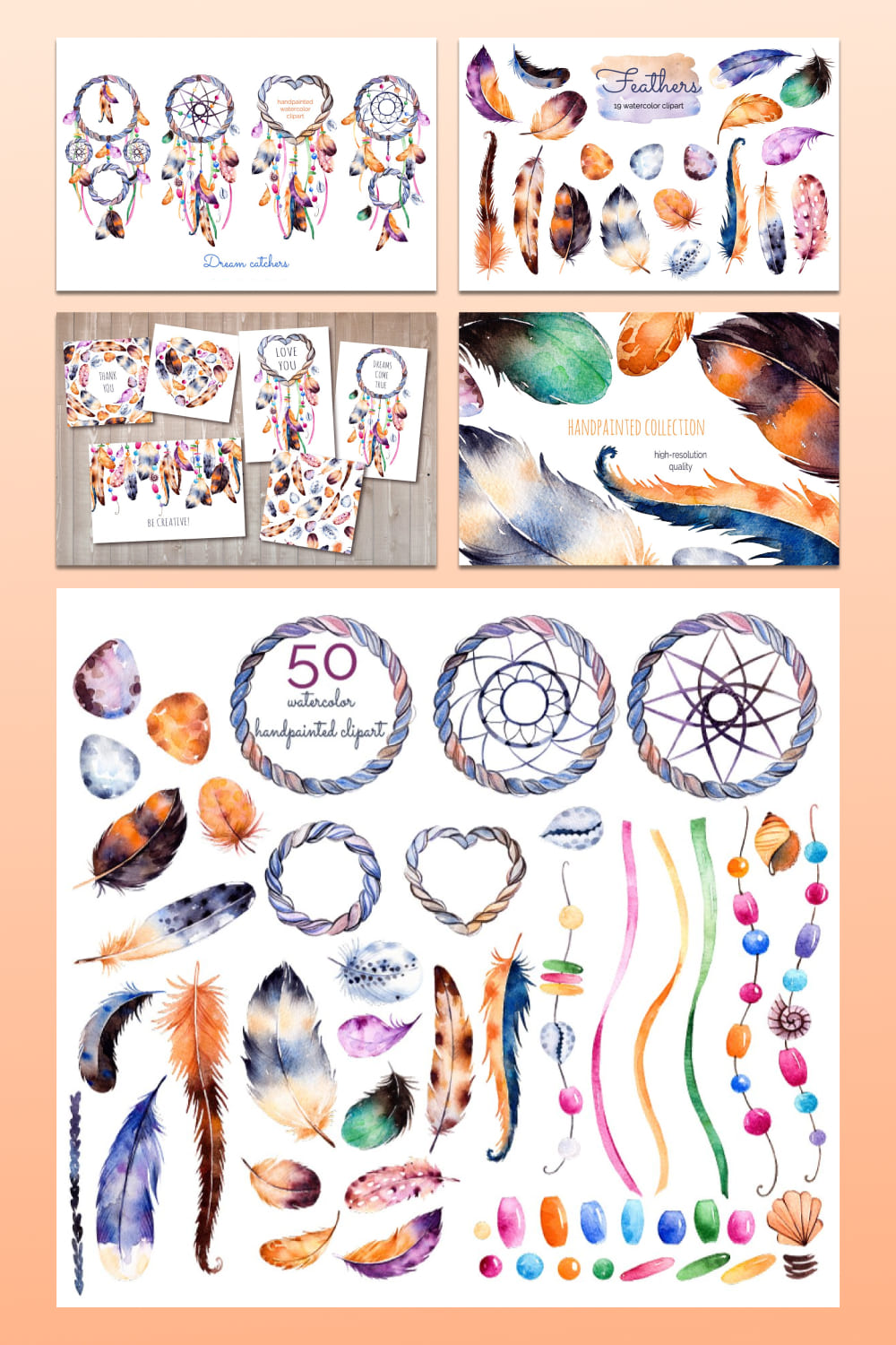 feathers and dream catchers clipart.