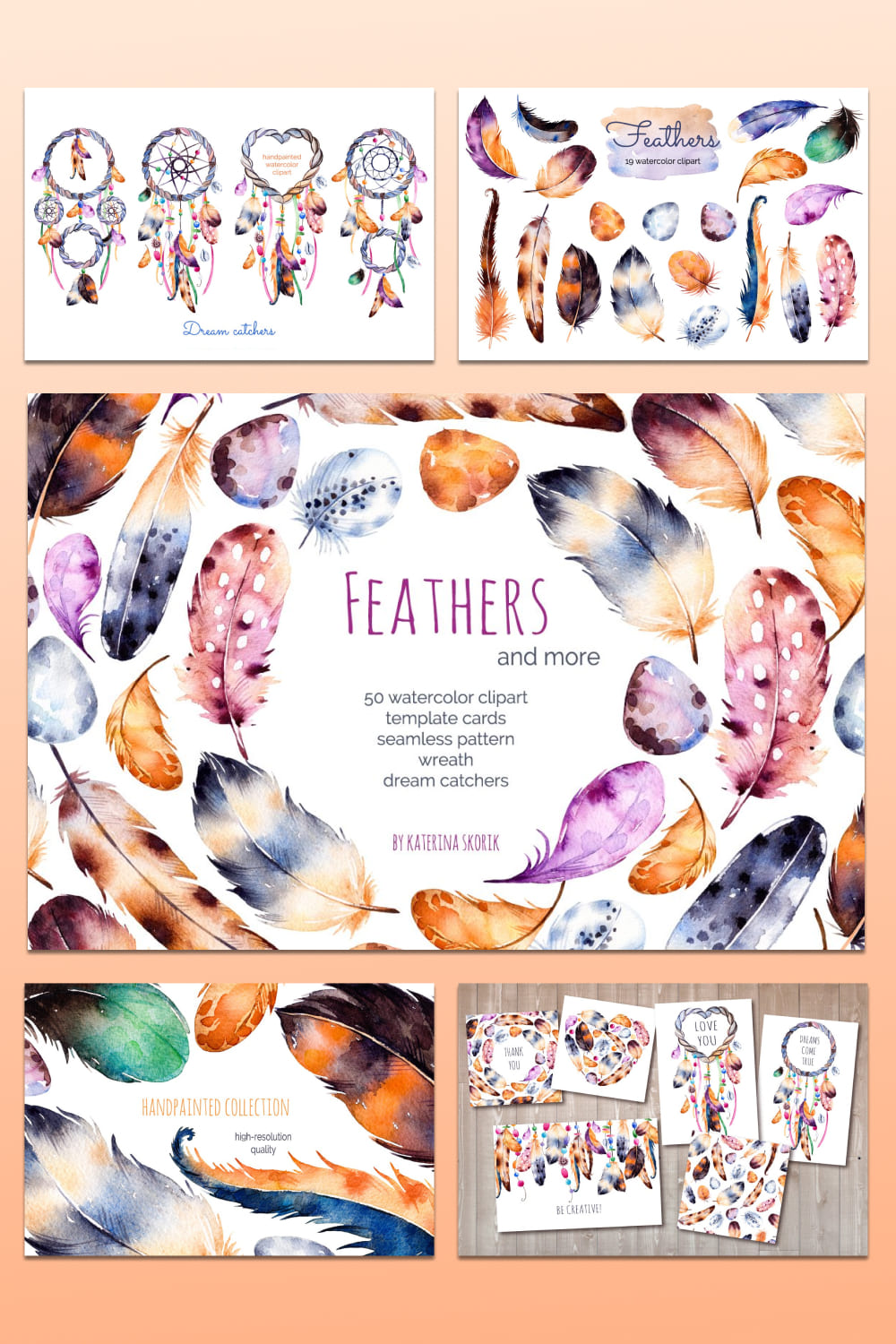 feathers and dream catchers illustrations.