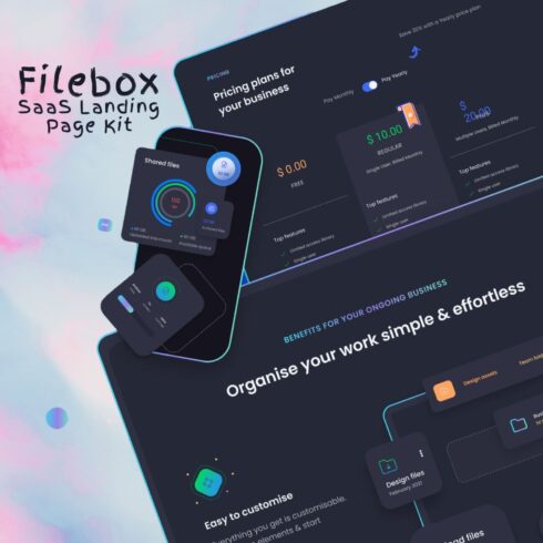 Filebox SaaS Landing Page Kit cover image.